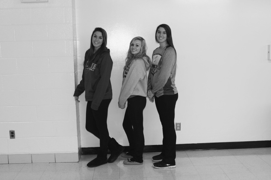 Not all yoga pants are too tight! Appropriately dressed for school in yoga pants are Linzy Montgomery, Maddy Harris and Lacey Montgomery.