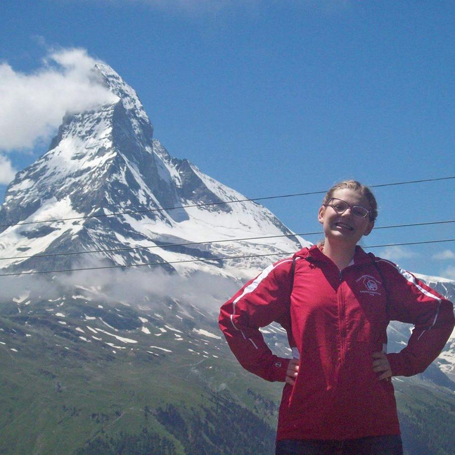 Senior Julia Lieb poses for a photo in front of the Alps during her trip to Europe.