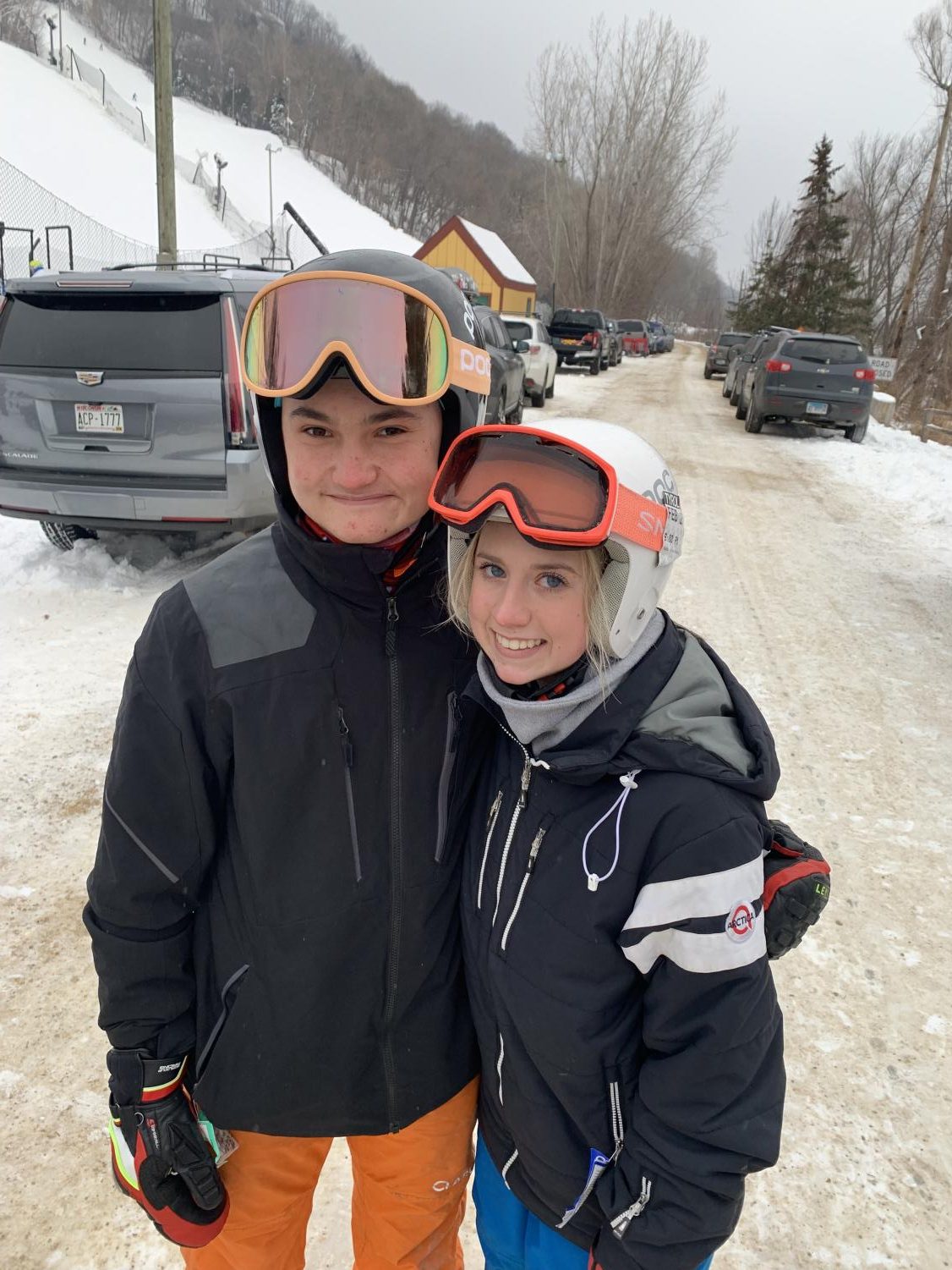  Scott Dodds ‘22 and Ava Miller ‘22 get together for a quick photo before heading off to the top of the mountain before their race.  