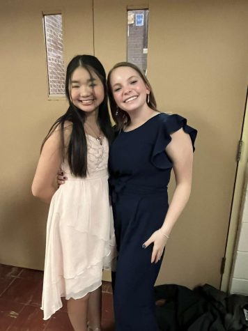 Lily Kern ‘25 and Jenna Smith ‘23 pose before they dance the night away at the Blizzard Ball. “I like dressing up for the dance and going with my friends,” Kern said, “We had a blast!”