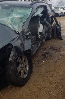 Reagan Simpson's car after the accident. Reagan's car has been totaled, but she believes the year will only go up from here. “Always be careful during the winter, especially out in the Territory,” she said. 