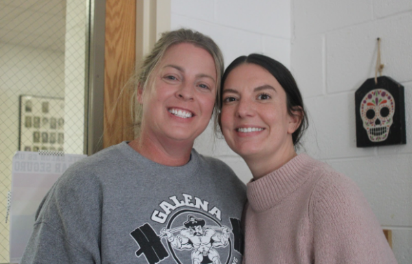 Cuba City co-workers! GHS Teachers Karisa Hendricks and Holly Niles smiling together for a photo on October 18 right before the football game. Hendricks and Niles have been friends since they first started working together. Hendricks said, “I feel like I can go to Niles for anything.”