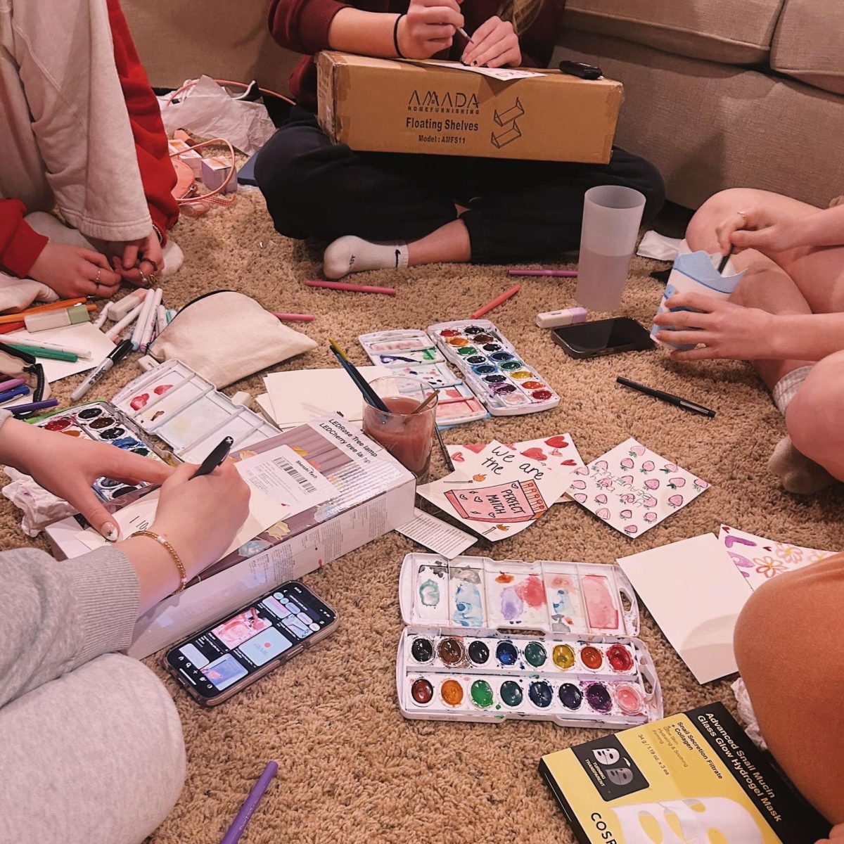 Violet Doyle ‘26 and friends celebrate Galentine’s Day. They spent quality time together and made water paintings. 