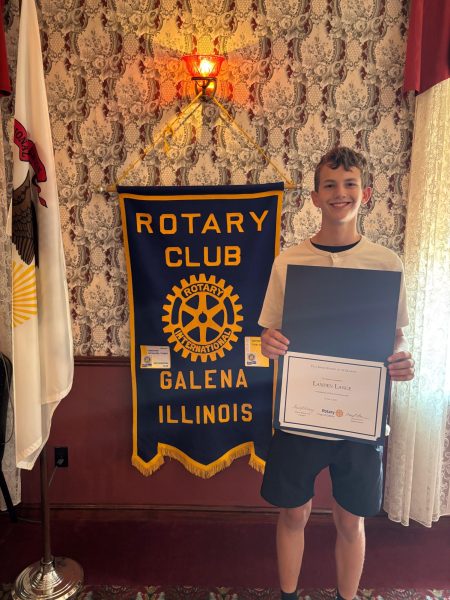 Sophomore success by Landon Lange. On October 3, the DeSoto House honored Lange with a luncheon accompanied by his parents and principal; Mrs. Hawkins. "I was very proud of myself for receiving this award," Lange commented, "I plan to continue my efforts throughout the rest of the school year."
