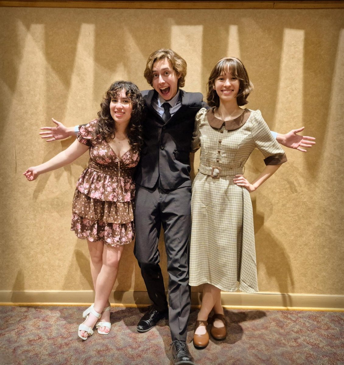 Jazzy, and jazzier: GHS vocalists (from left: Liliana Asta ‘26, Seven Smith ‘28, and Luna Pham ‘27) who were selected to perform at the District 8 Jazz ILMEA Festival pose for a picture before getting ready to appear on-stage. They now are awaiting results for All-State Festival qualification. As Smith recalled, “Vocal Jazz I and II both did so well, and I’m so excited to keep doing this!”